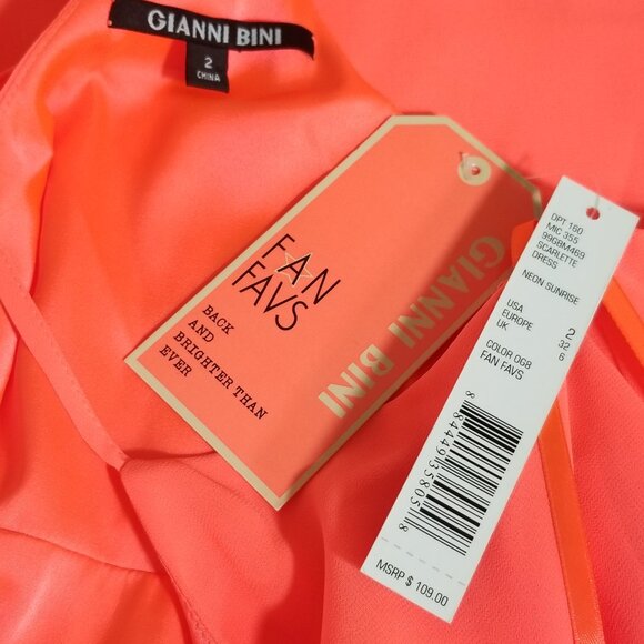 Nwt Gianni Bini Tiered Dress 2 Womens Sleeveless Unique Vibrant Dopamine - Picture 2 of 11